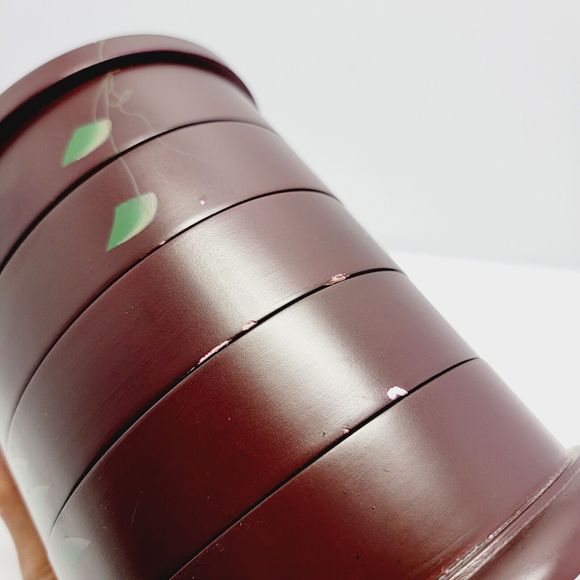 Jewelry Box Organizer 5 Tier Oval Wooden Swivel Tower Hand Painted Floral - Picture 16 of 16